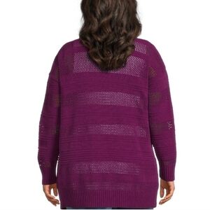 NWT Terra & Sky Vivid Plum Open-Front Cardigan Sweater, Size 2X